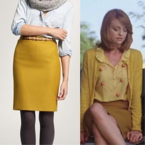 J. Crew no. 2 Wool Pencil Skirt, Yellow, Size 4